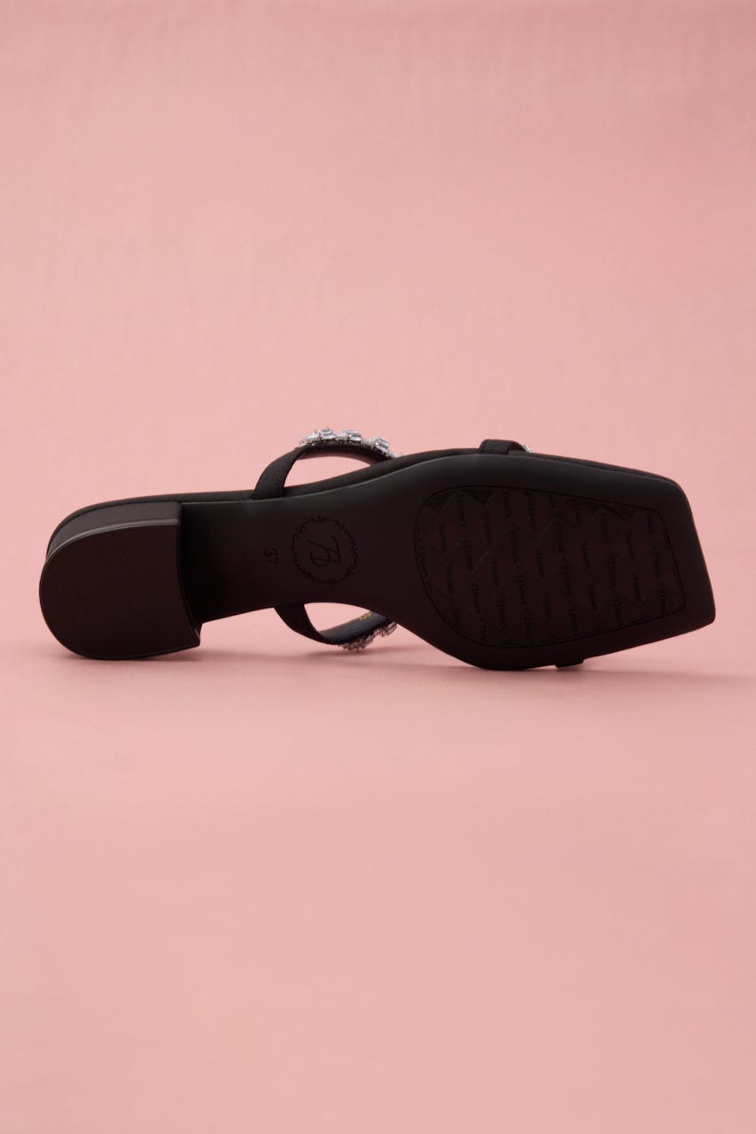 シャインシンラインローヒールサンダル BLK 23.0cm
