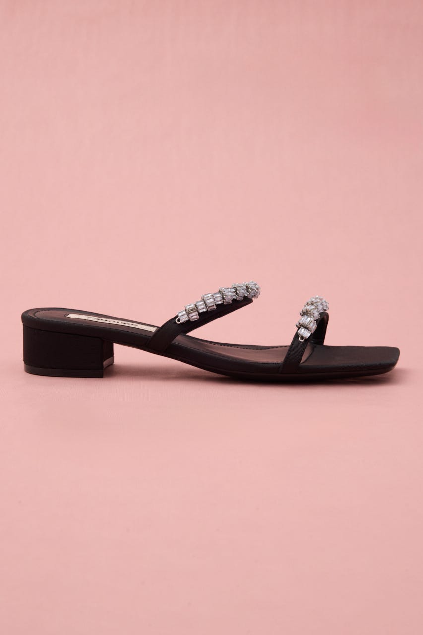 シャインシンラインローヒールサンダル BLK 23.0cm
