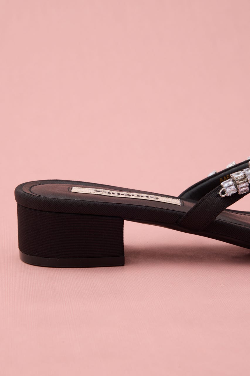 シャインシンラインローヒールサンダル BLK 23.0cm