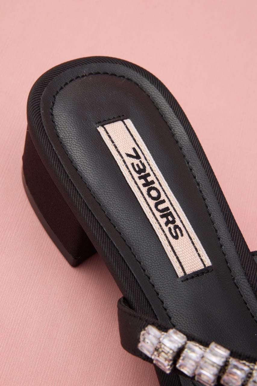 シャインシンラインローヒールサンダル BLK 23.0cm