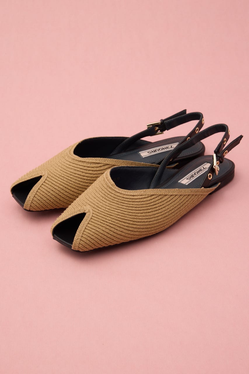 ピープトゥフラットサンダル CAM 22.5cm