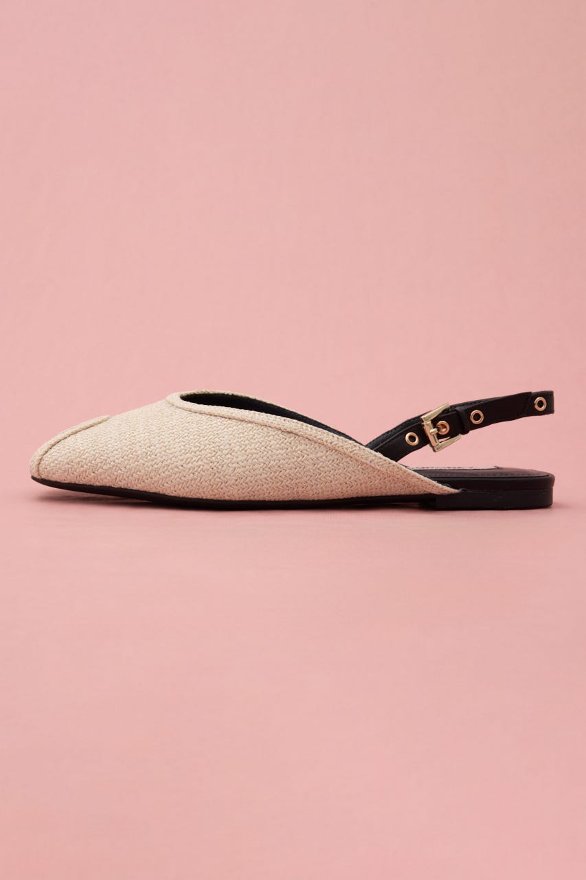 ピープトゥフラットサンダル WHT 22.5cm