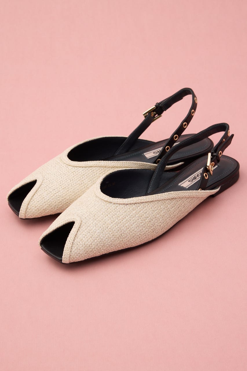 ピープトゥフラットサンダル WHT 22.5cm