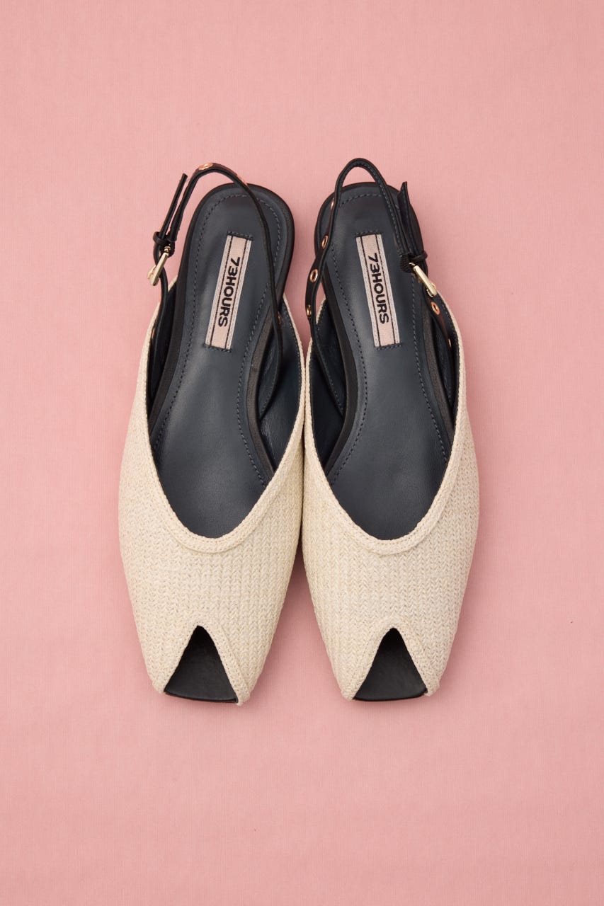 ピープトゥフラットサンダル WHT 22.5cm