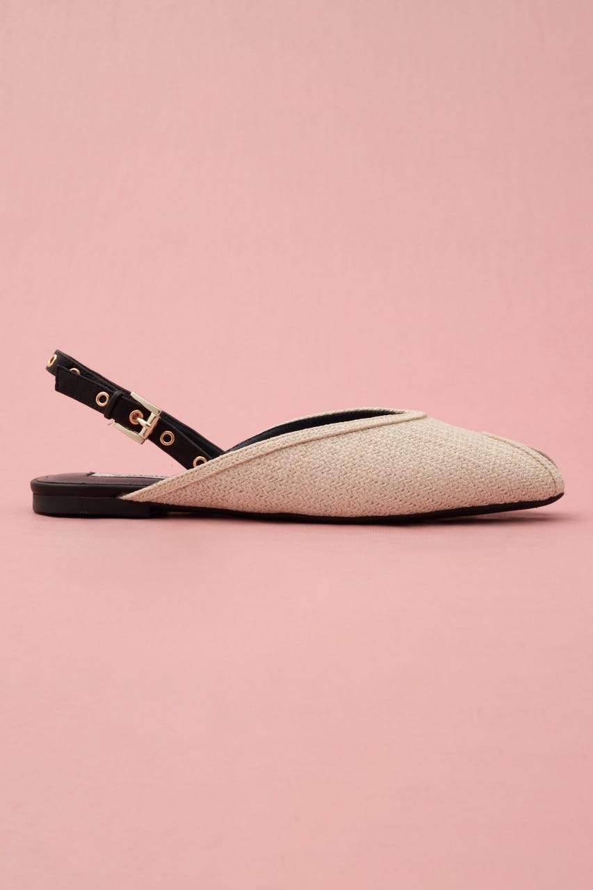 ピープトゥフラットサンダル WHT 22.5cm