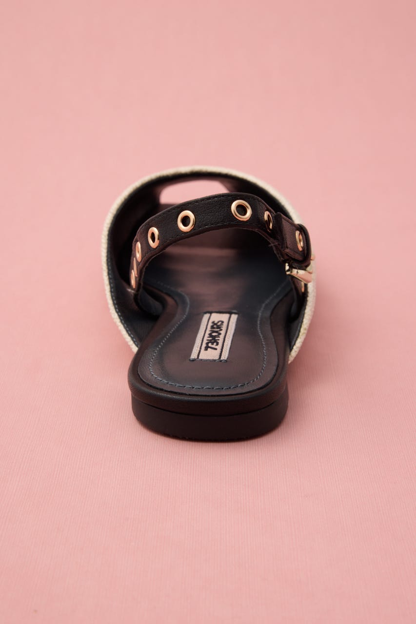 ピープトゥフラットサンダル WHT 22.5cm