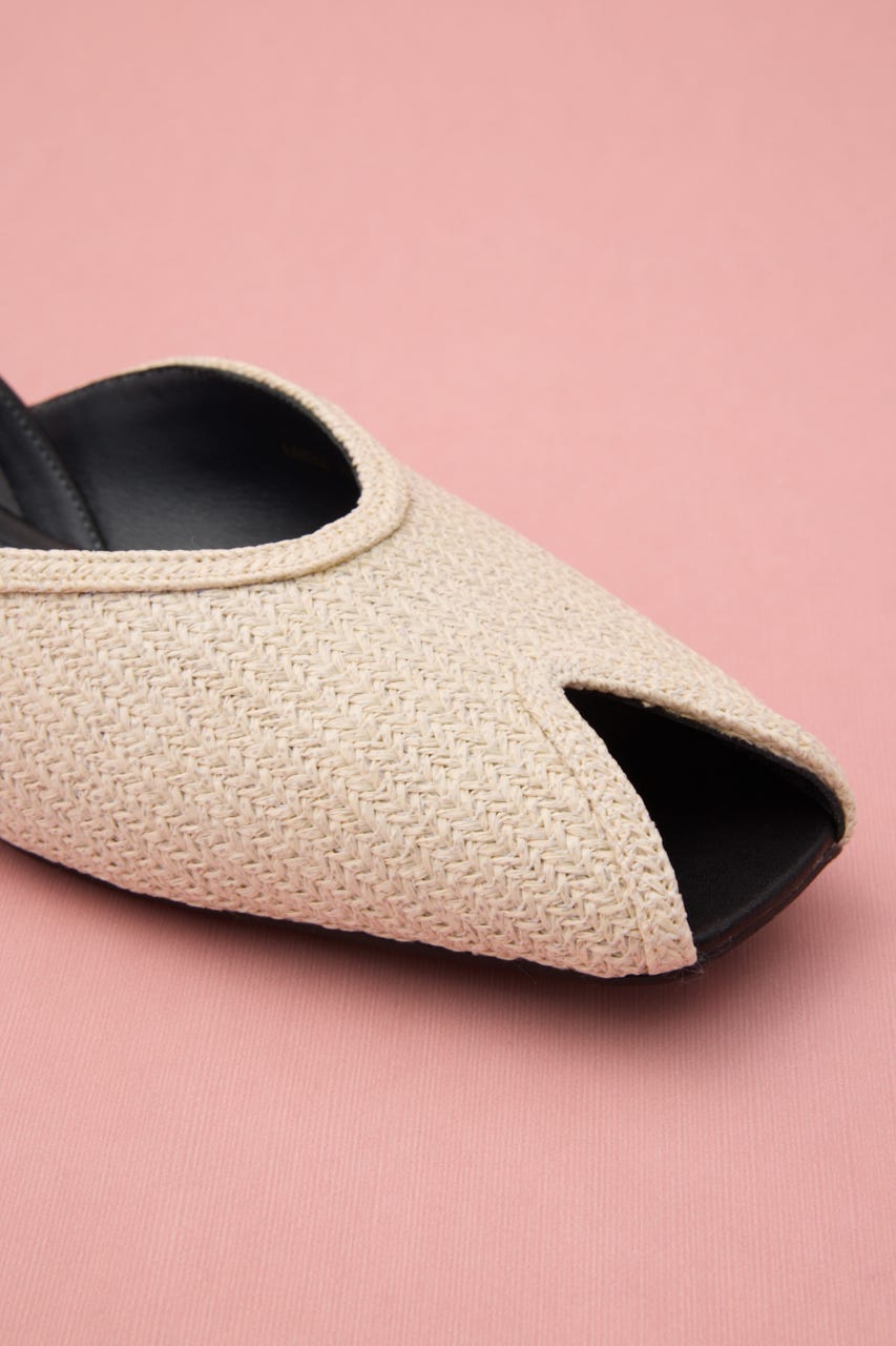 ピープトゥフラットサンダル WHT 22.5cm