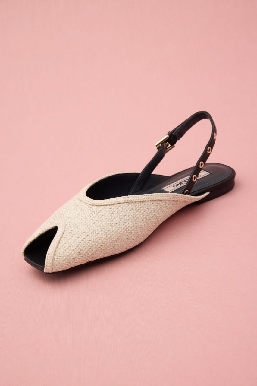 ピープトゥフラットサンダル WHT 22.5cm