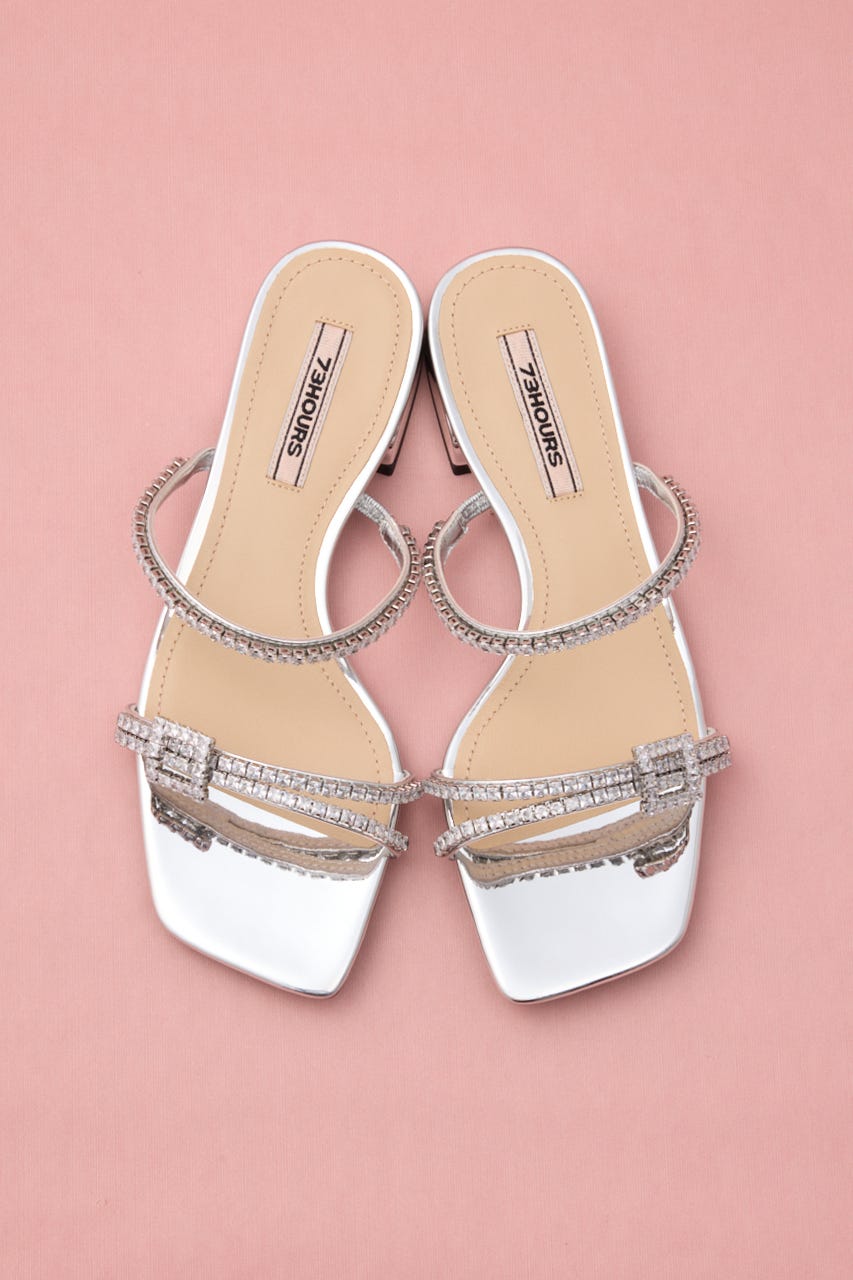 シャイニーベルトサンダル SLV 24.0cm