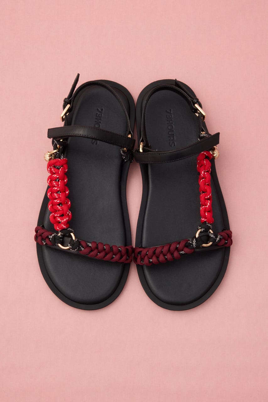 カラフリーロープサンダル 柄BLK 24.0cm