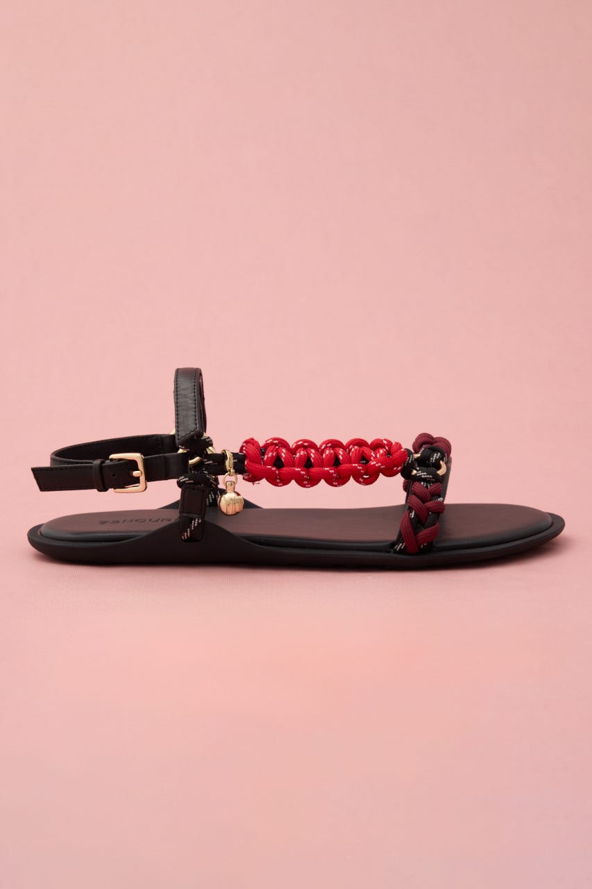 カラフリーロープサンダル 柄BLK 24.0cm