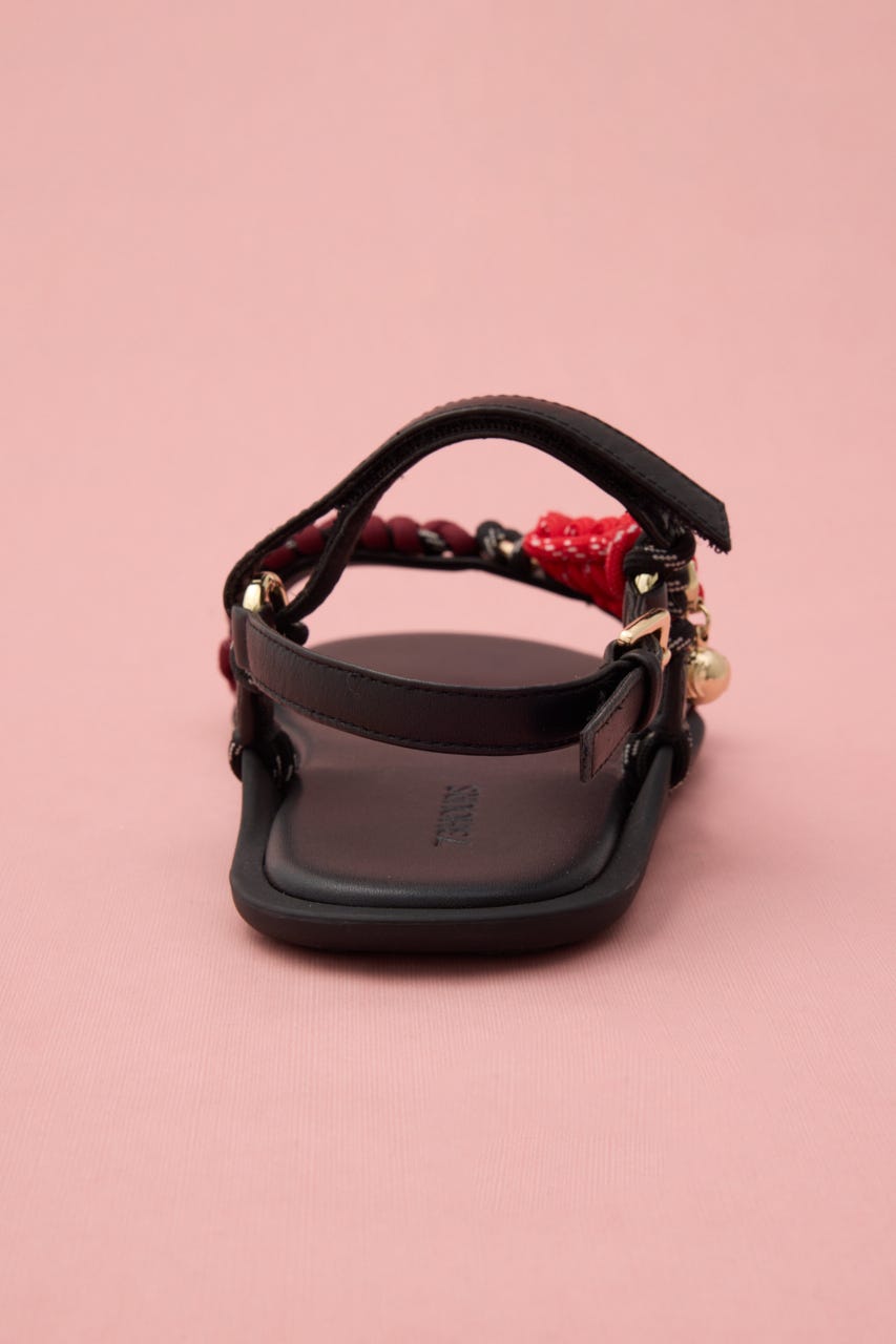 カラフリーロープサンダル 柄BLK 24.0cm