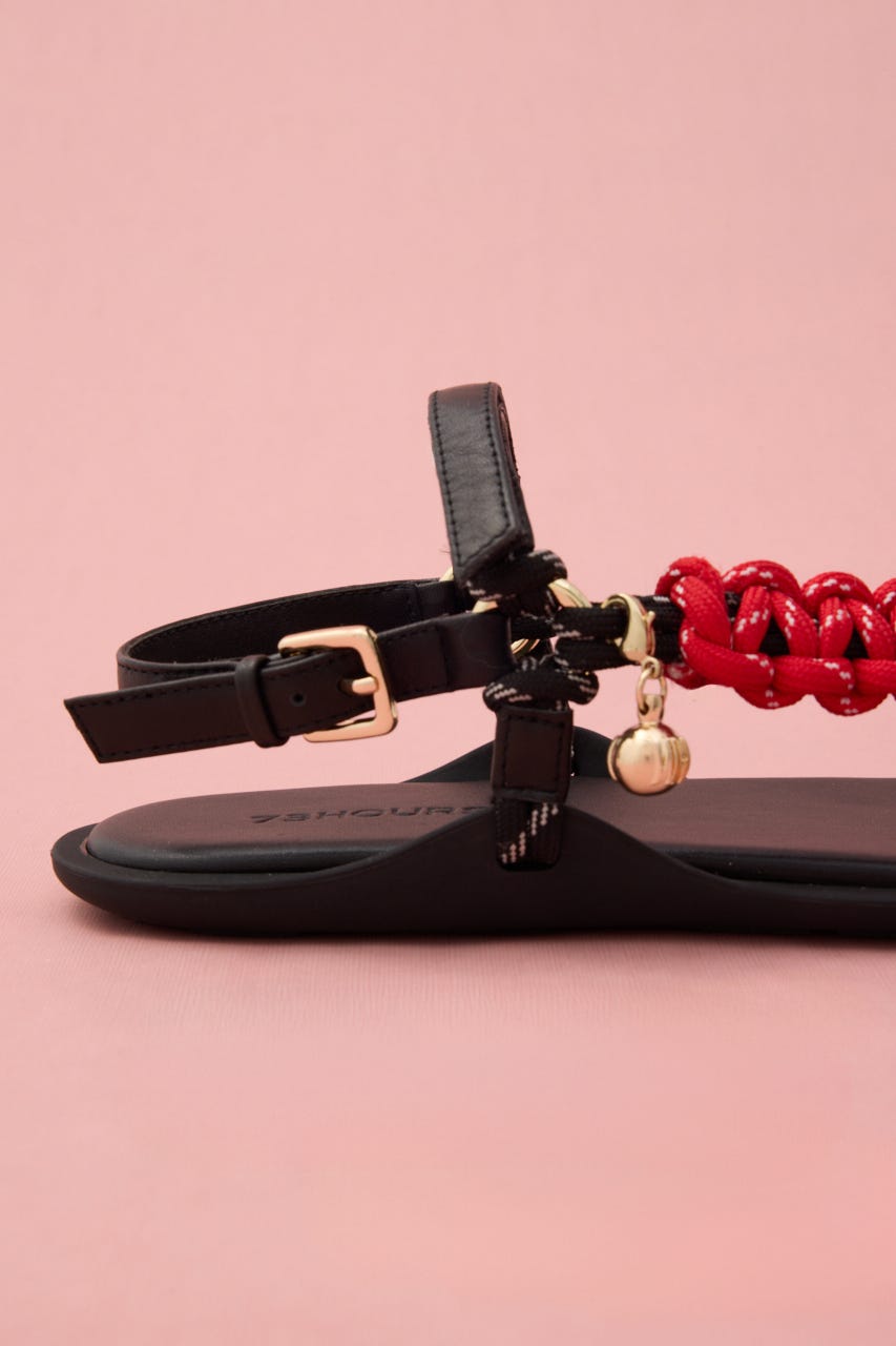 カラフリーロープサンダル 柄BLK 24.0cm