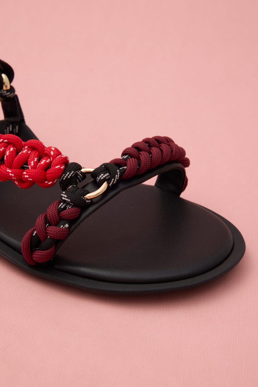 カラフリーロープサンダル 柄BLK 24.0cm