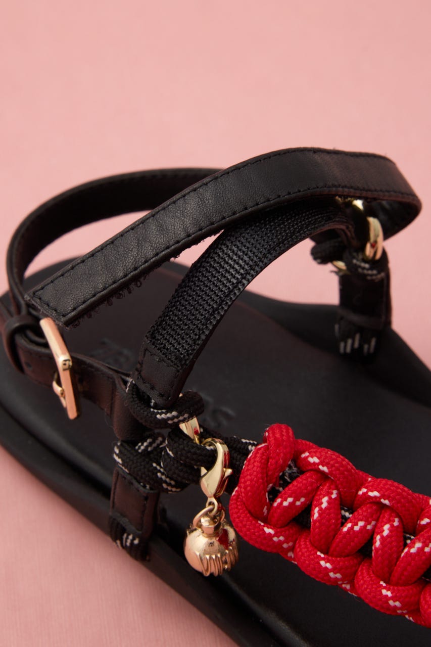 カラフリーロープサンダル 柄BLK 24.0cm