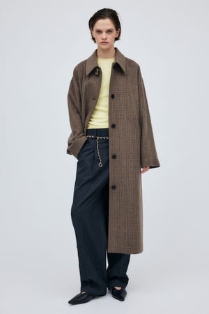 Wool Check Maxi Coat