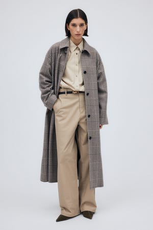 Wool Check Maxi Coat