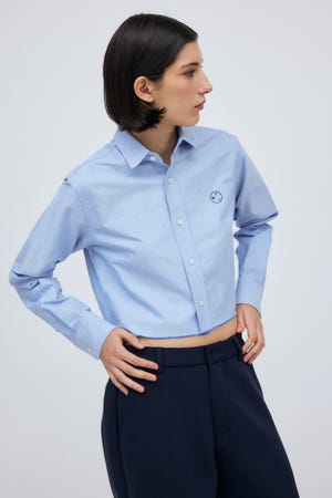 Cropped Organic Oxford Shirt