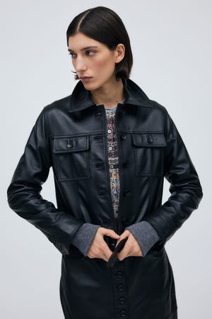 Lamb Leather Shirt Blouson