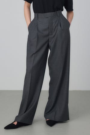 Wool Tuck Wide Pants