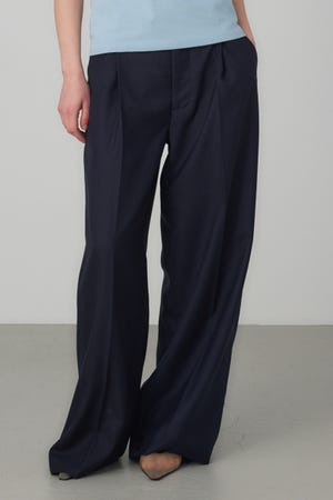 Wool Tuck Wide Pants
