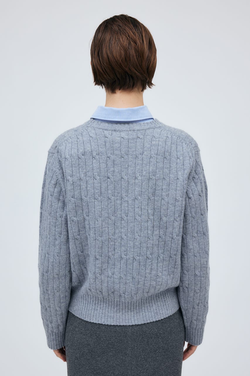 7G Cable Knit Tops L/GRY S