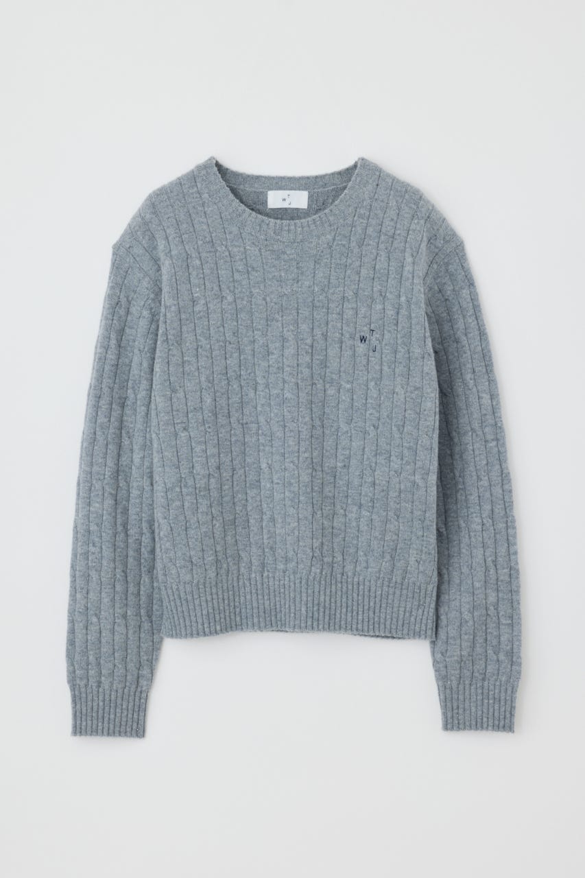 7G Cable Knit Tops L/GRY S