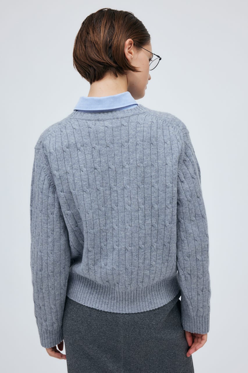 7G Cable Knit Tops L/GRY S