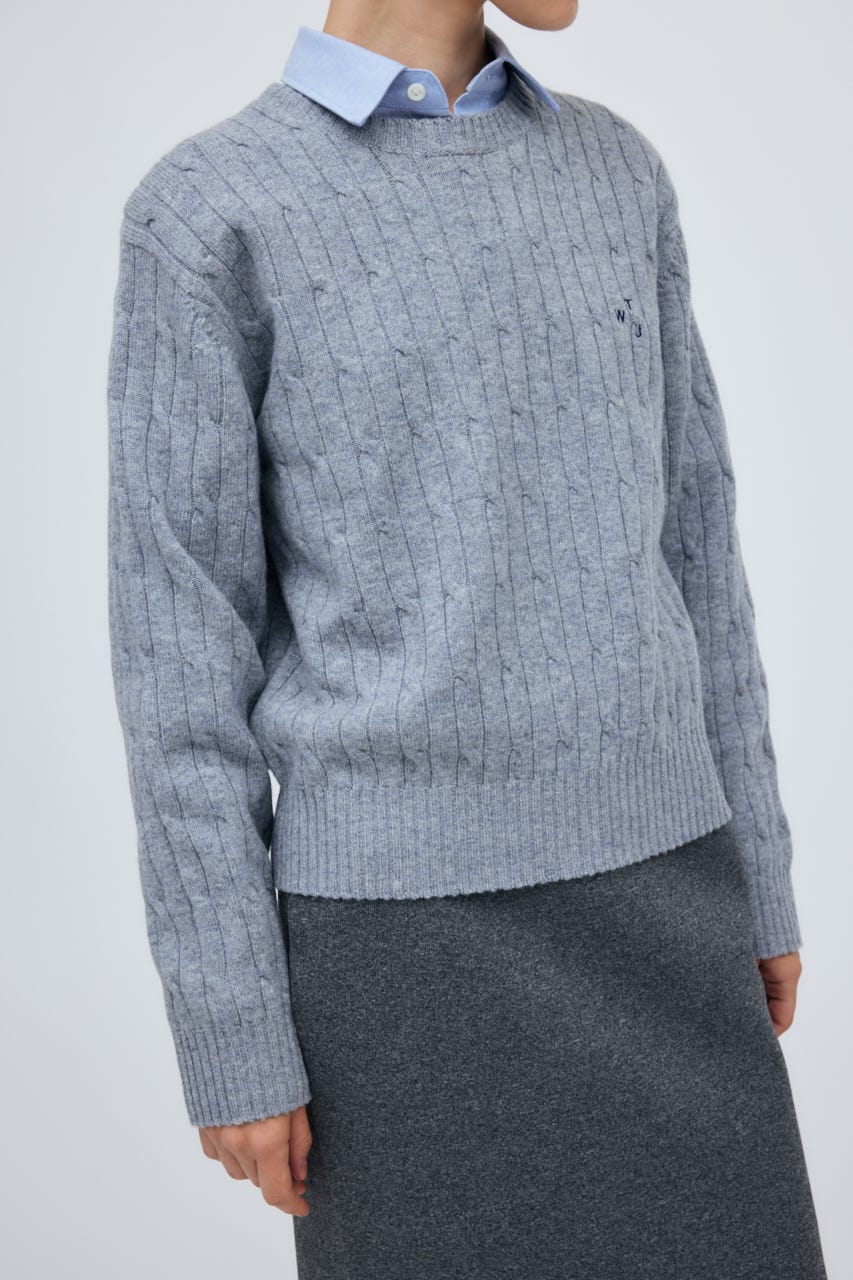 7G Cable Knit Tops L/GRY S