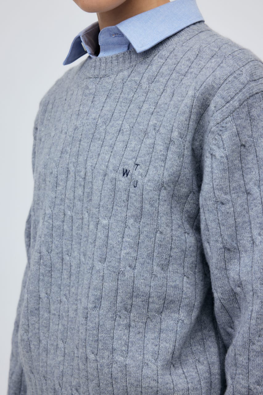 7G Cable Knit Tops L/GRY S
