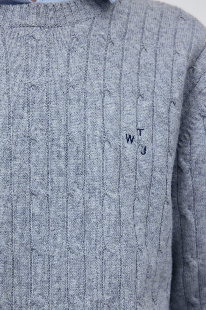 7G Cable Knit Tops L/GRY S