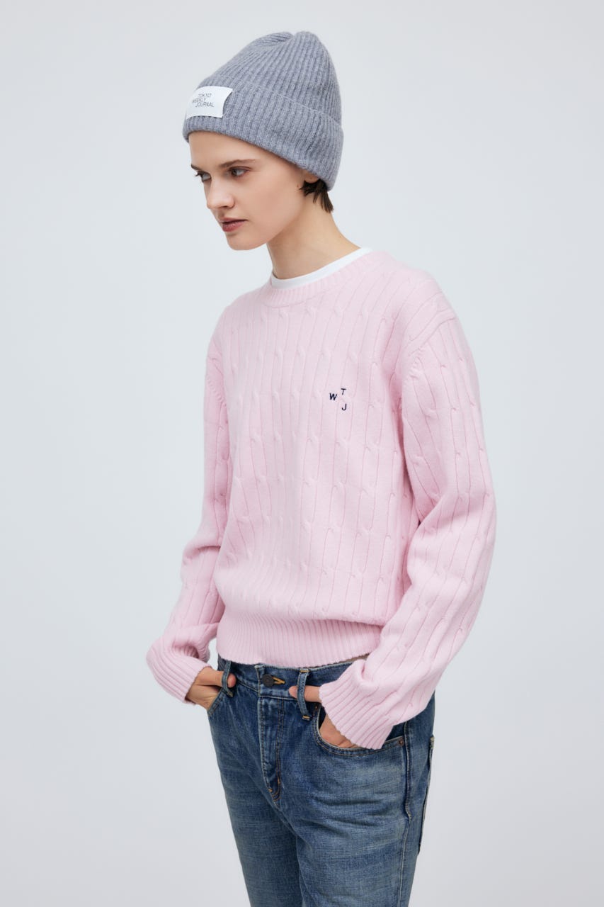 7G Cable Knit Tops L/PNK M