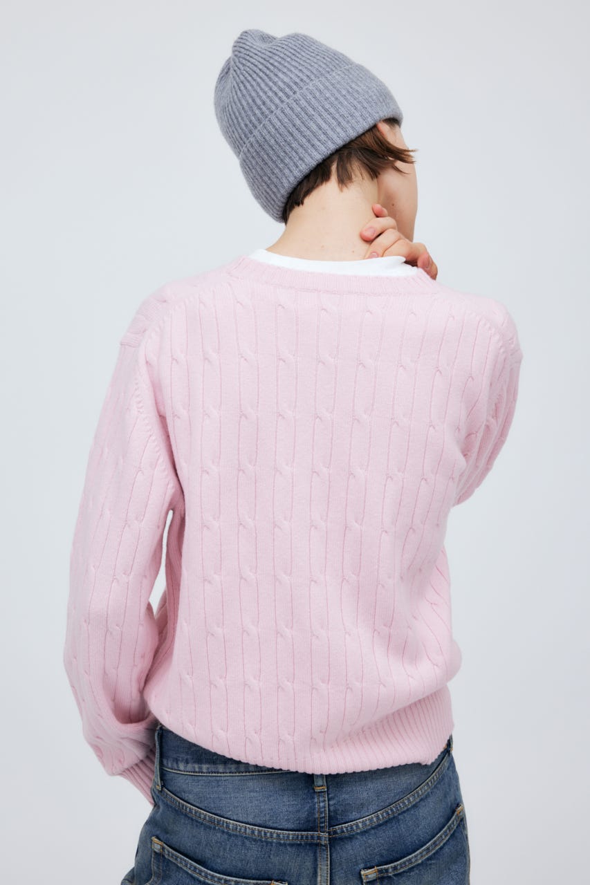 7G Cable Knit Tops L/PNK M