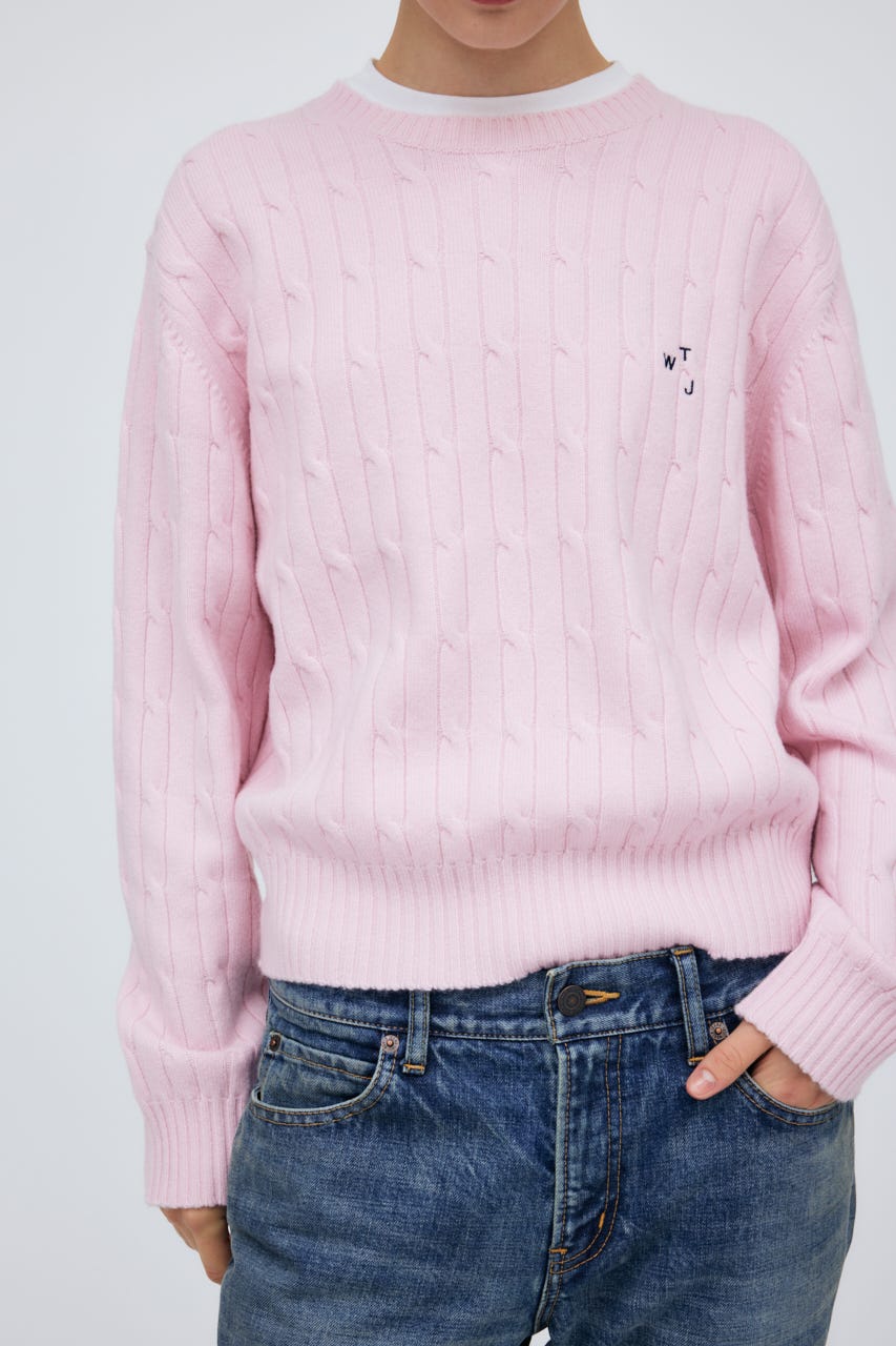 7G Cable Knit Tops L/PNK M