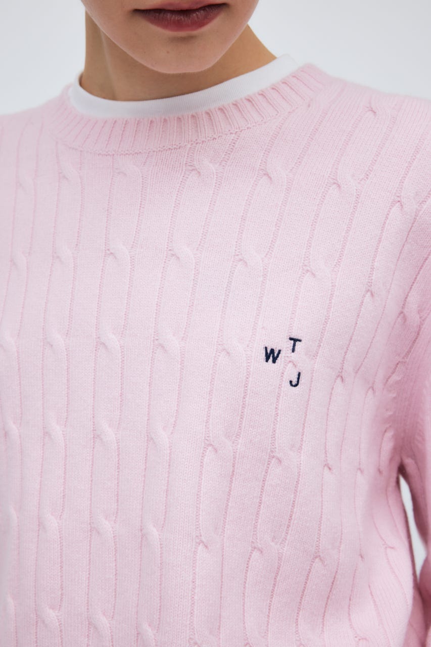 7G Cable Knit Tops L/PNK M