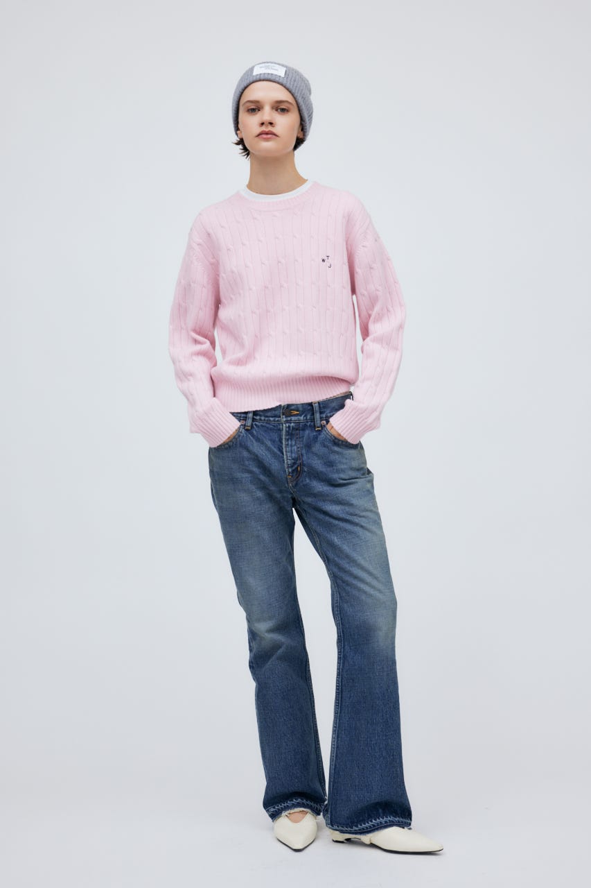 7G Cable Knit Tops L/PNK M