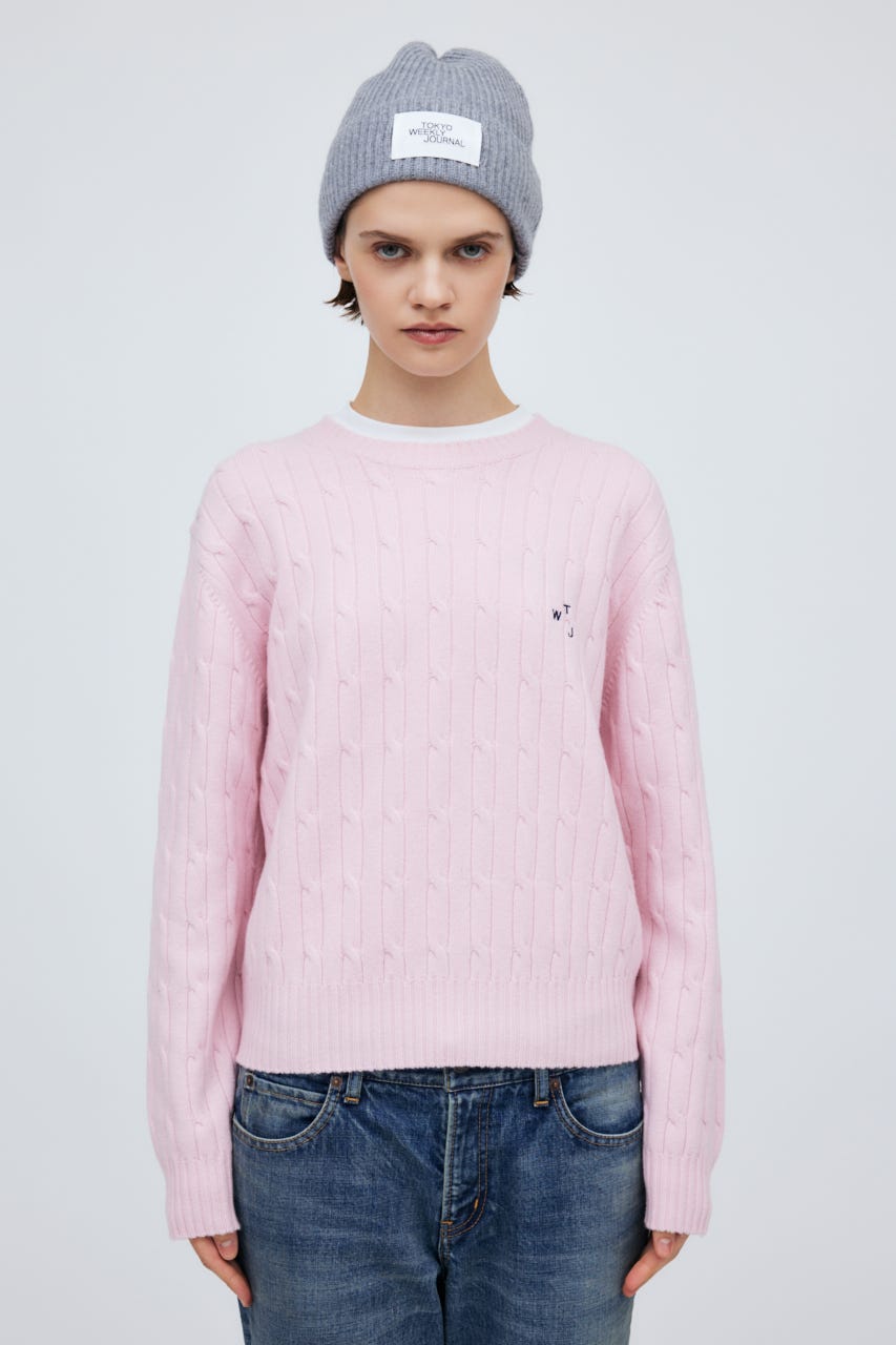 7G Cable Knit Tops L/PNK M