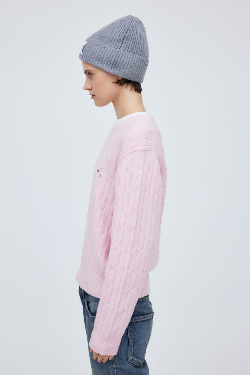 7G Cable Knit Tops L/PNK M