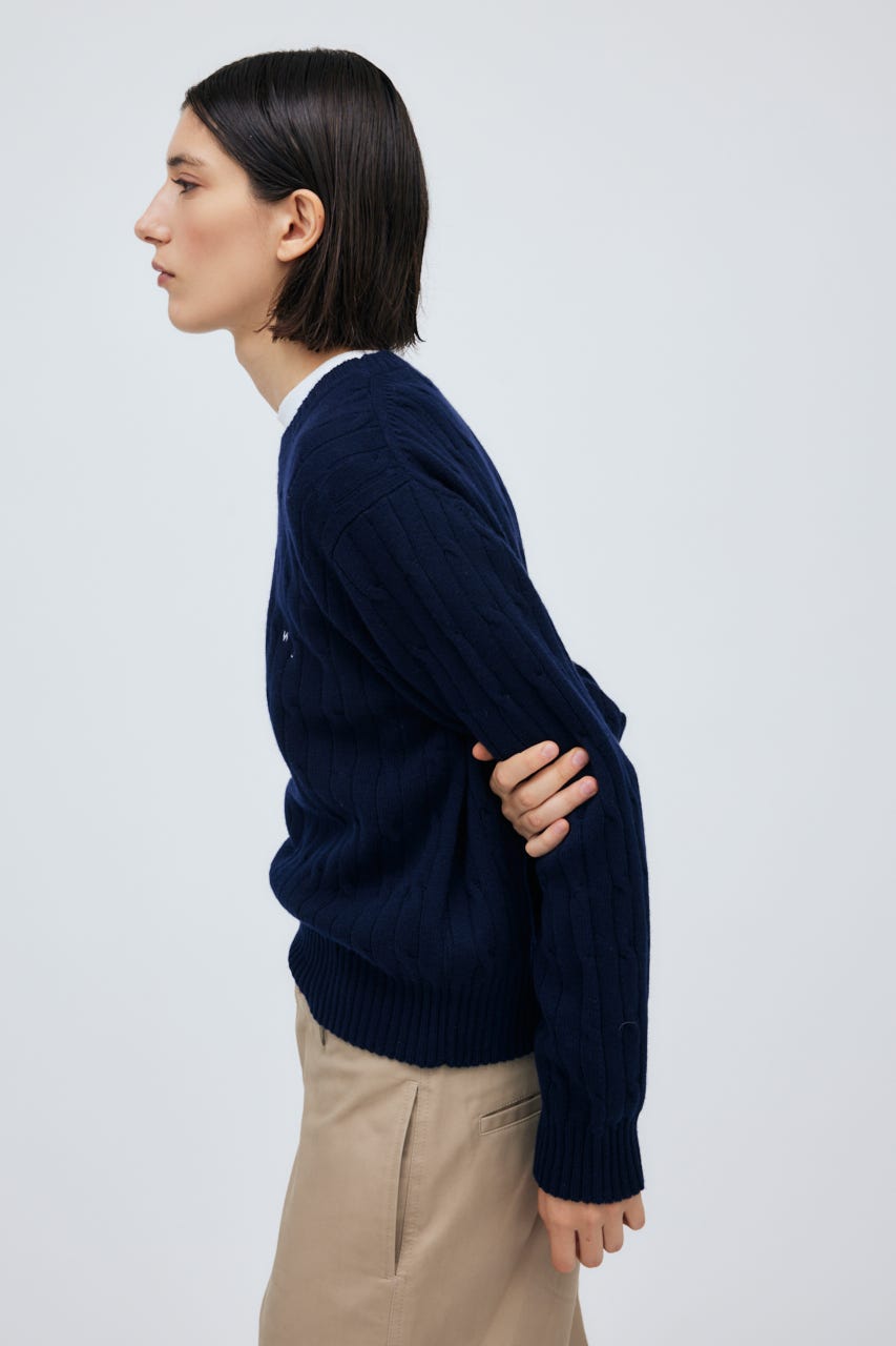 7G Cable Knit Tops NVY S