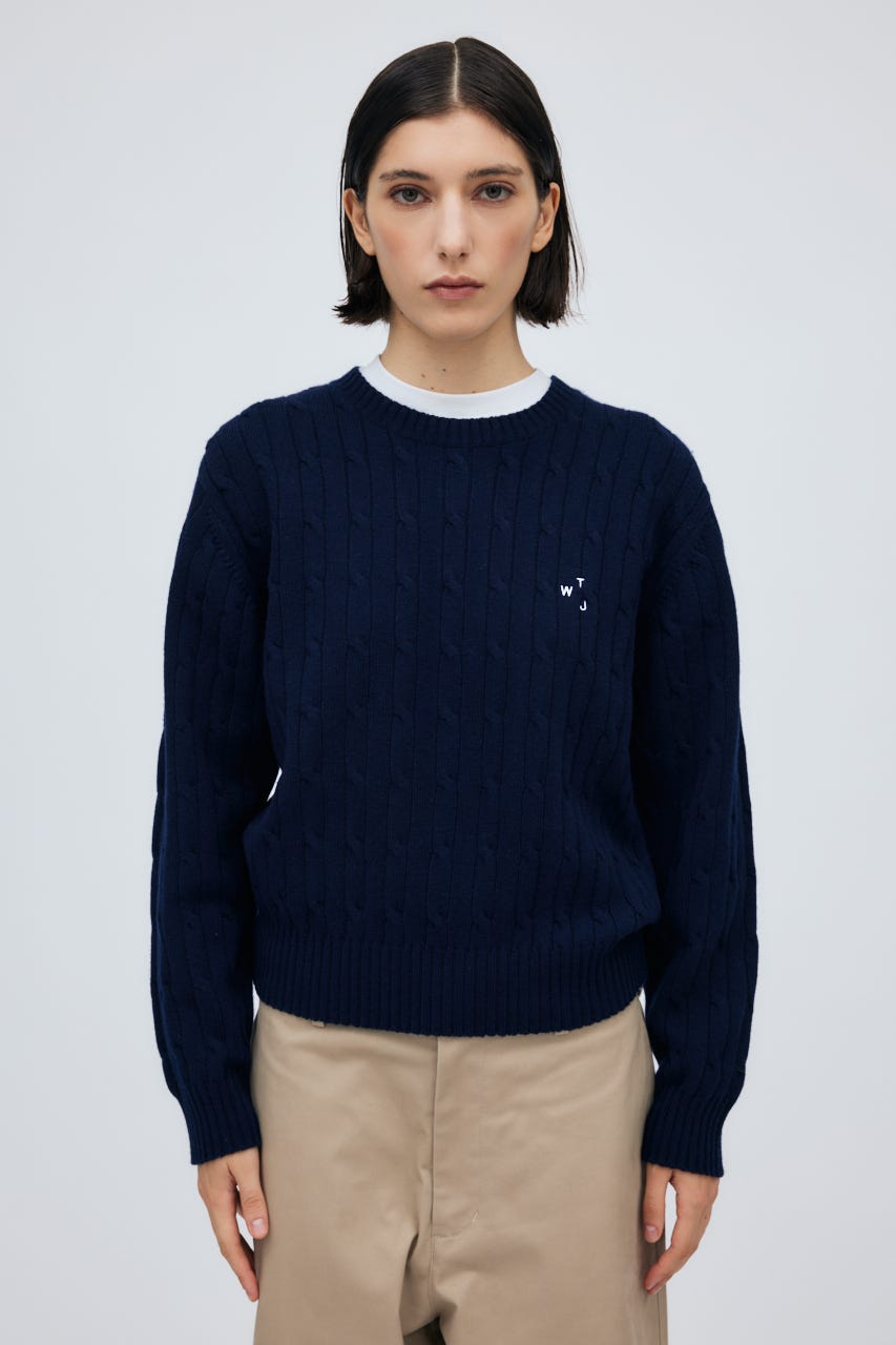 7G Cable Knit Tops NVY S