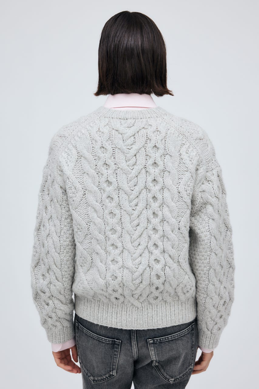 Fisherman Hand Knit Cardigan L/C.GRY M