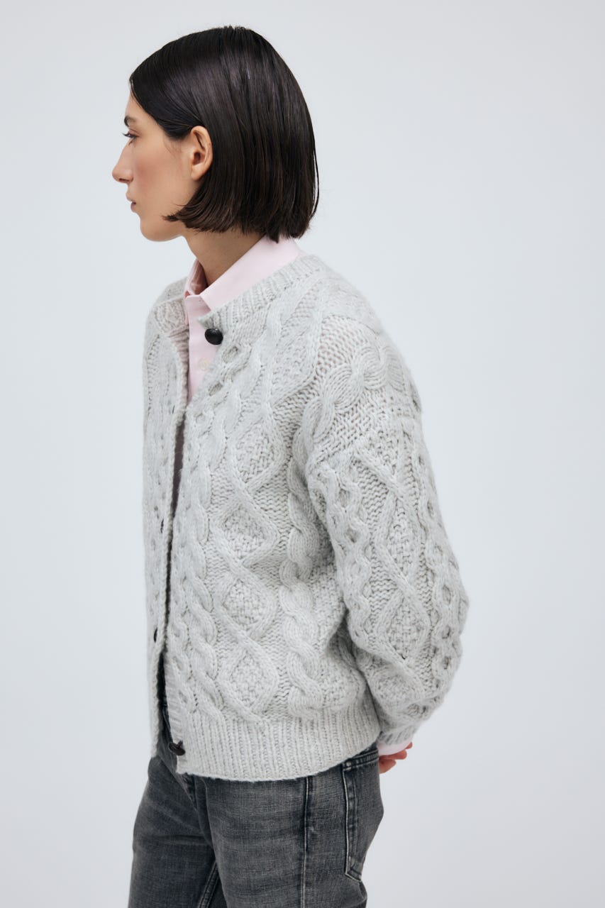 Fisherman Hand Knit Cardigan L/C.GRY M