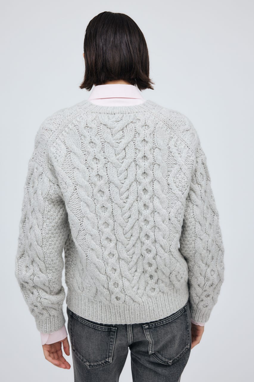 Fisherman Hand Knit Cardigan L/C.GRY M