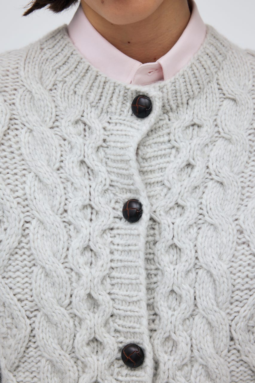 Fisherman Hand Knit Cardigan L/C.GRY M