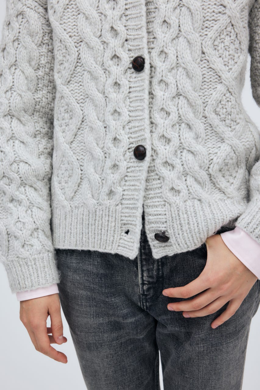 Fisherman Hand Knit Cardigan L/C.GRY M