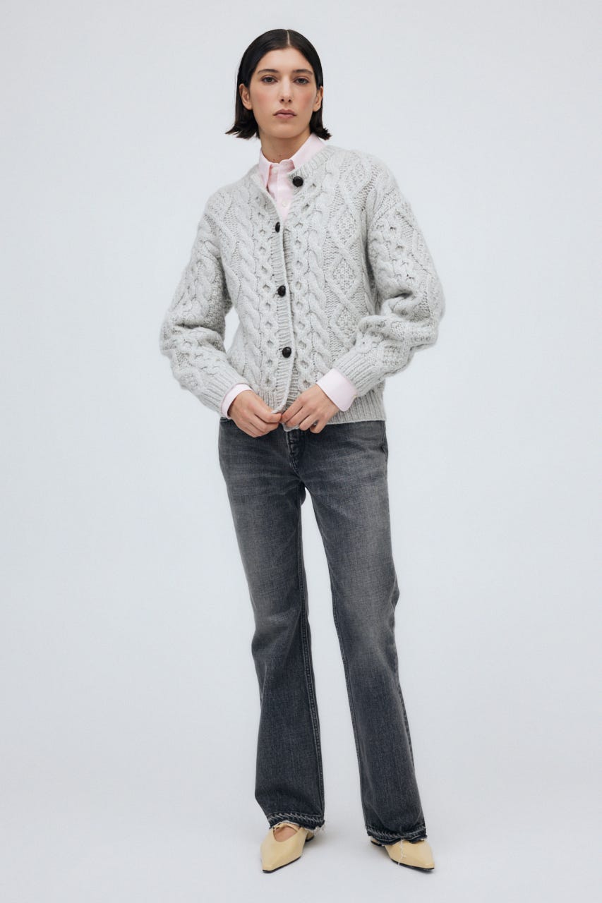 Fisherman Hand Knit Cardigan L/C.GRY M