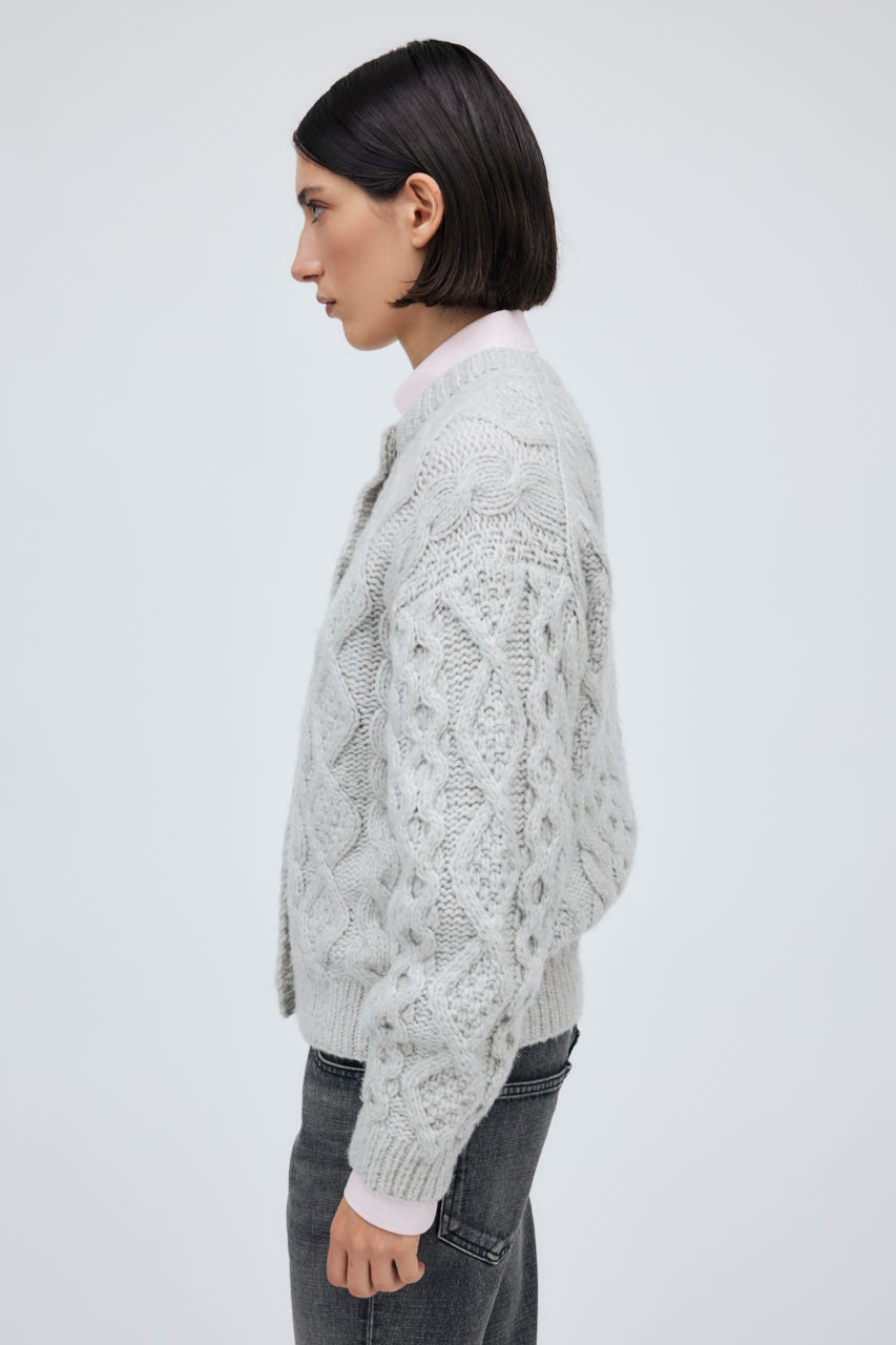 Fisherman Hand Knit Cardigan L/C.GRY M