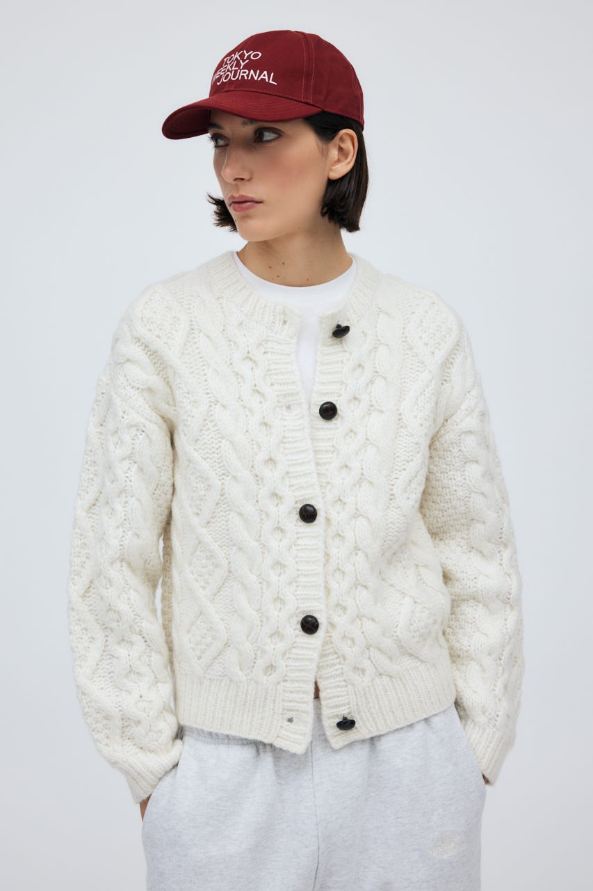 Fisherman Hand Knit Cardigan O/WHT S