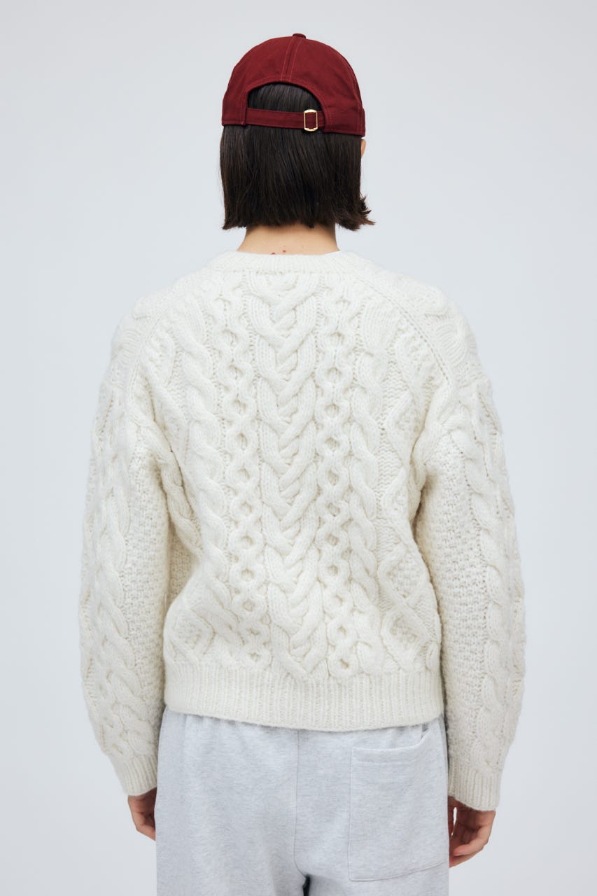 Fisherman Hand Knit Cardigan O/WHT S