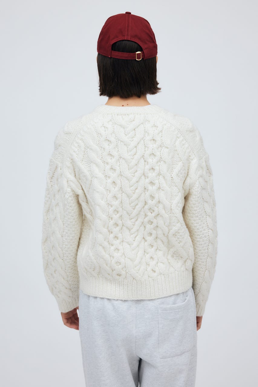 Fisherman Hand Knit Cardigan O/WHT S